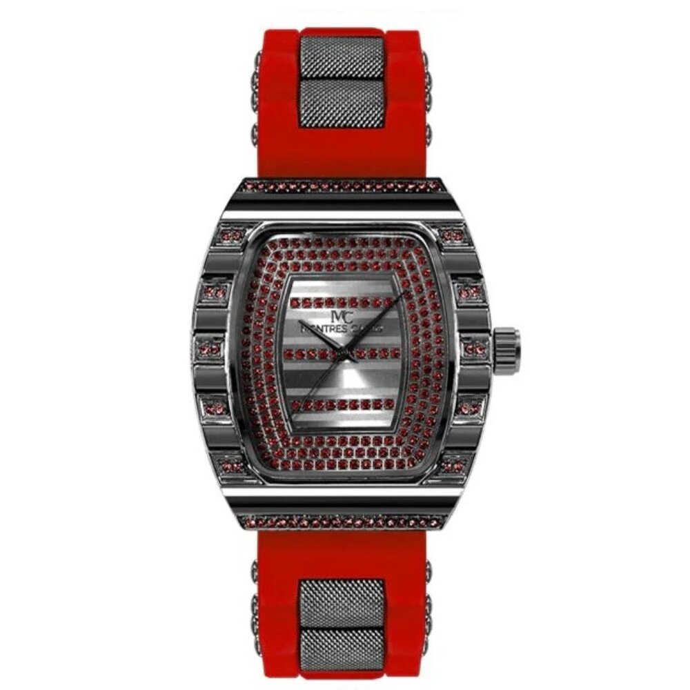 52mm Montres Carlo Men's Fashion Sport Silicone Band Stones Luxury Wrist Watch
